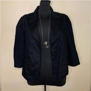 World of Wissmach Black Cotton Canvas Blazer